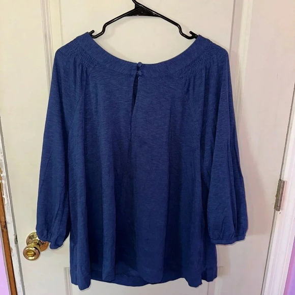 j. jill Smocked 3/4 Sleeve Top Super Soft Button Accent Sz XL - Picture 1 of 6